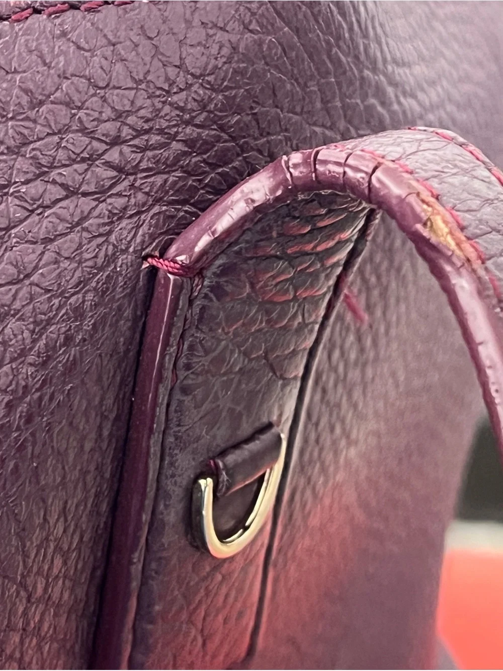 kate spade New York Pebbled Leather Tote in Deep Plum with Dustbag